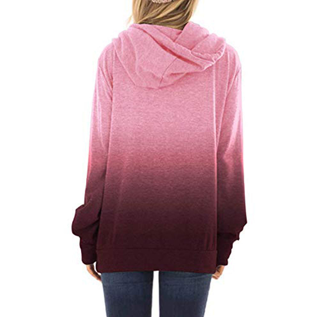 Women’s Two-Tone Hoodie – Casual Color Block Fashion Pullover