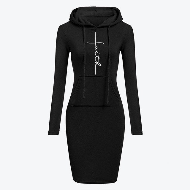 Women’s Long Sleeve Hoodie Dress – Autumn Winter Sweatshirt Style