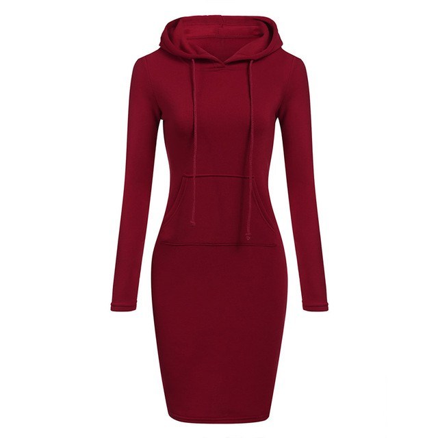 Women’s Long Sleeve Hoodie Dress – Autumn Winter Sweatshirt Style