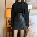 Women’s Shiny Leather Mini Skirt – High Waist Bodycon Pencil Skirt with Zipper