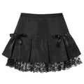 Women’s Black Gothic Pleated Skirt – Lace Trim Aesthetic Dance Skirt