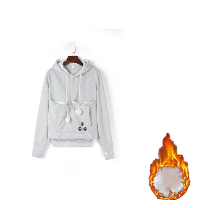 Women’s Pet Pocket Hoodie – Cute Pullover Sweatshirt for Cats in Winter
