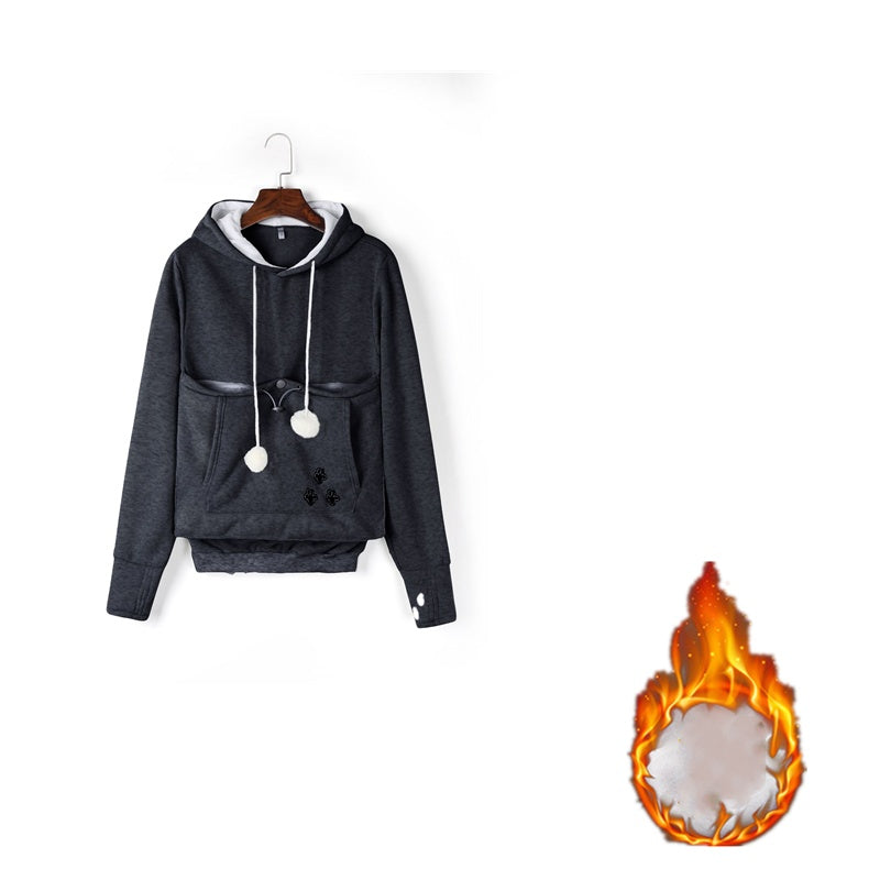 Women’s Pet Pocket Hoodie – Cute Pullover Sweatshirt for Cats in Winter