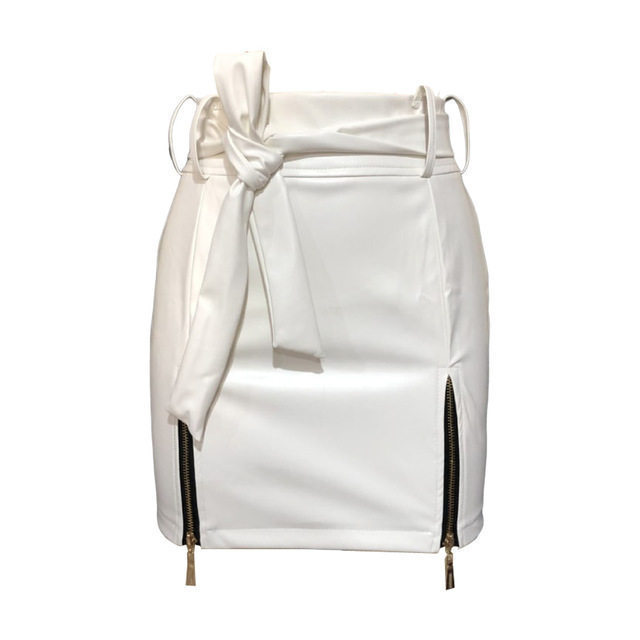 Women’s Bandage PU Leather Mini Skirt – Fitted Short Fashion Skirt