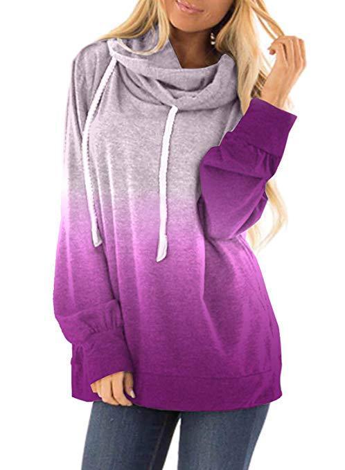 Women’s Two-Tone Hoodie – Casual Color Block Fashion Pullover