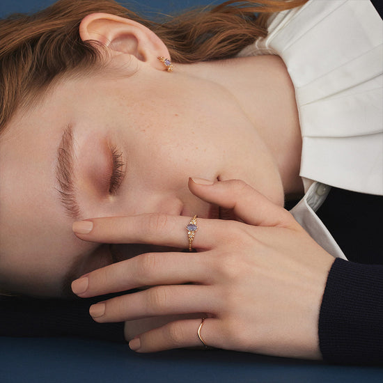 Natural Cordierite Labradorite Jewelry Set For Women