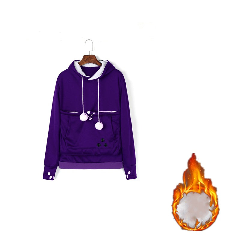 Women’s Pet Pocket Hoodie – Cute Pullover Sweatshirt for Cats in Winter