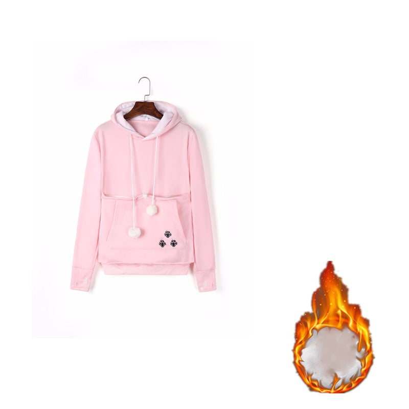Women’s Pet Pocket Hoodie – Cute Pullover Sweatshirt for Cats in Winter