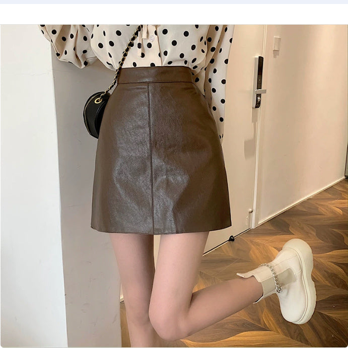 Women’s Shiny Leather Mini Skirt – High Waist Bodycon Pencil Skirt with Zipper